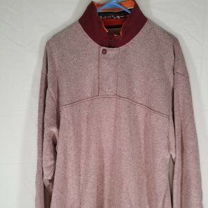 ORVIS 1/4 Zip Pullover Sweater Sweatshirt Burgundy Snap Button Cotton Mens Large